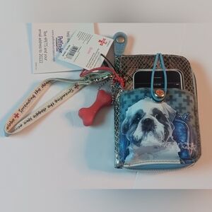 SHIH Dog Wristlet WALLET with Bone Charm